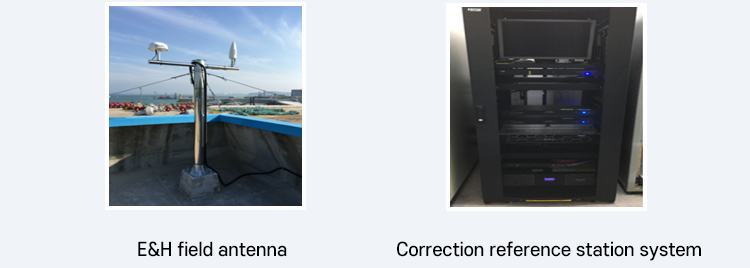 보정기준국 위치 및 전경 이미지 왼쪽이미지 E&H field 안테나, 오른쪽이미지 보정기준국 시스템 설치 전경